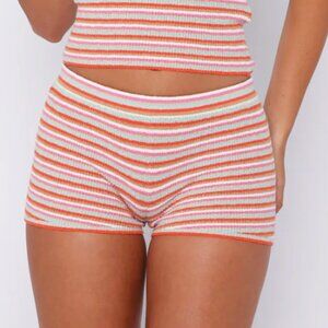 Volume Maxed Knit Booty Shorts Cotton Candy Stripe